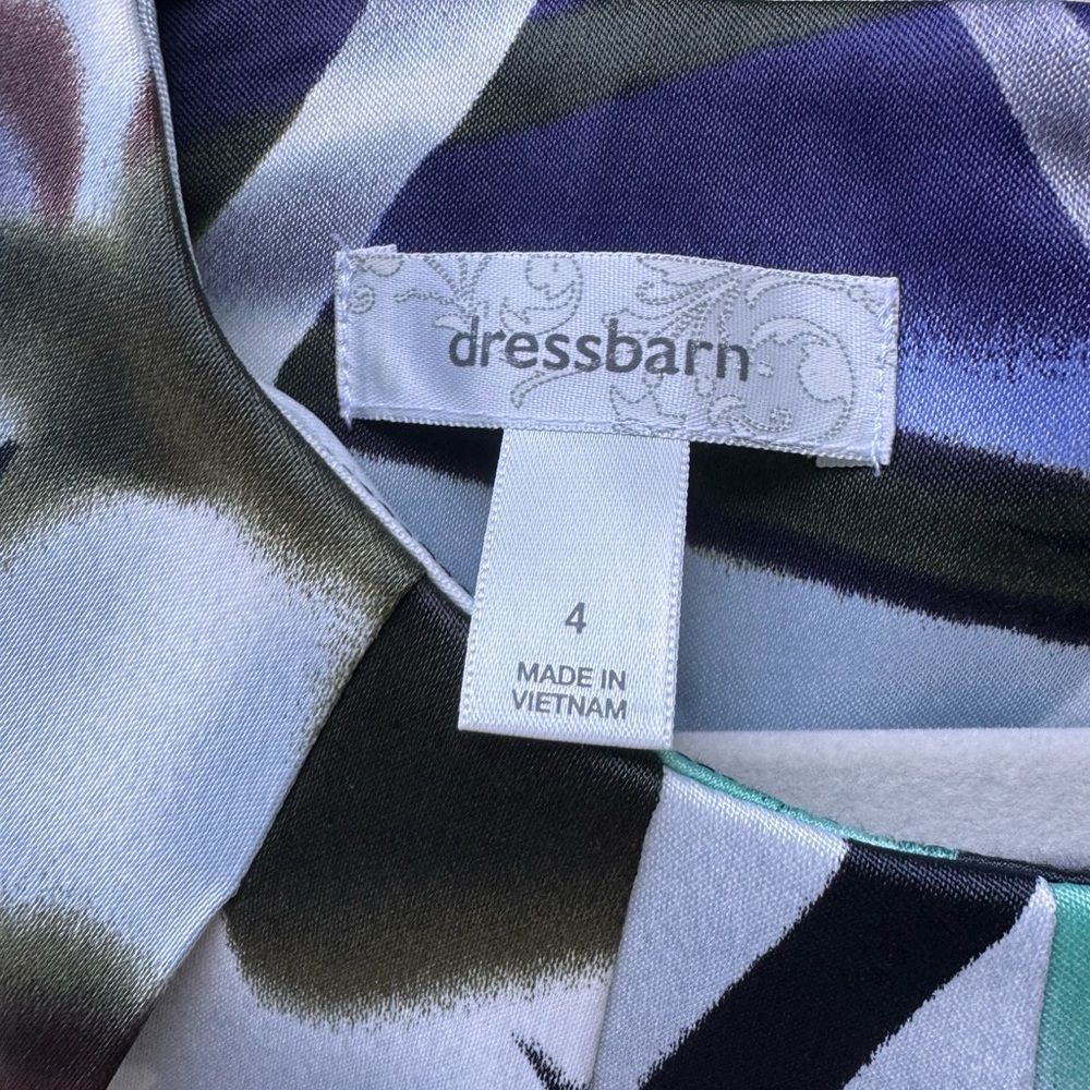 Teal Purple Black Sheath Dress size 4 zip up back w patent leather belt - Picture 8 of 13